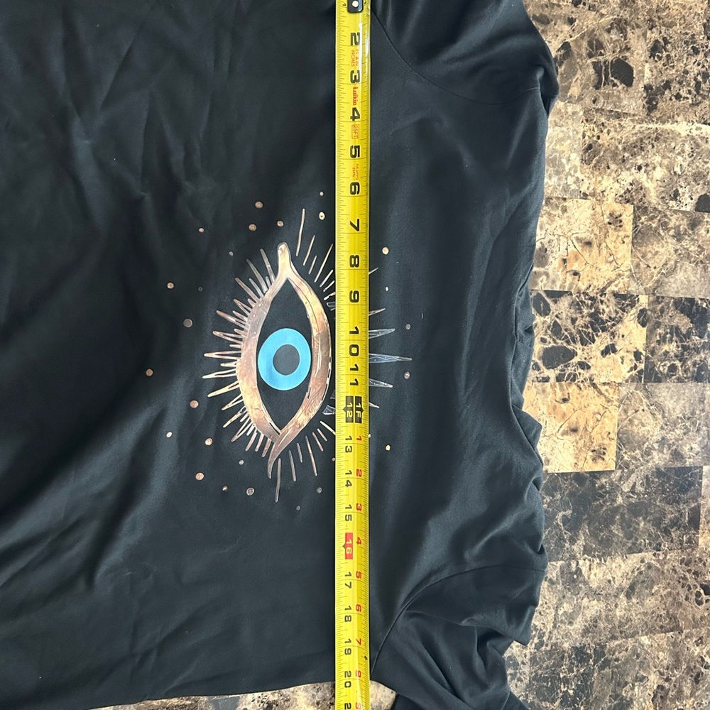 Ladies NWT  size M.  95pct polyester long sleeve hooded “ EVIL EYE “ shirt - Picture 7 of 9